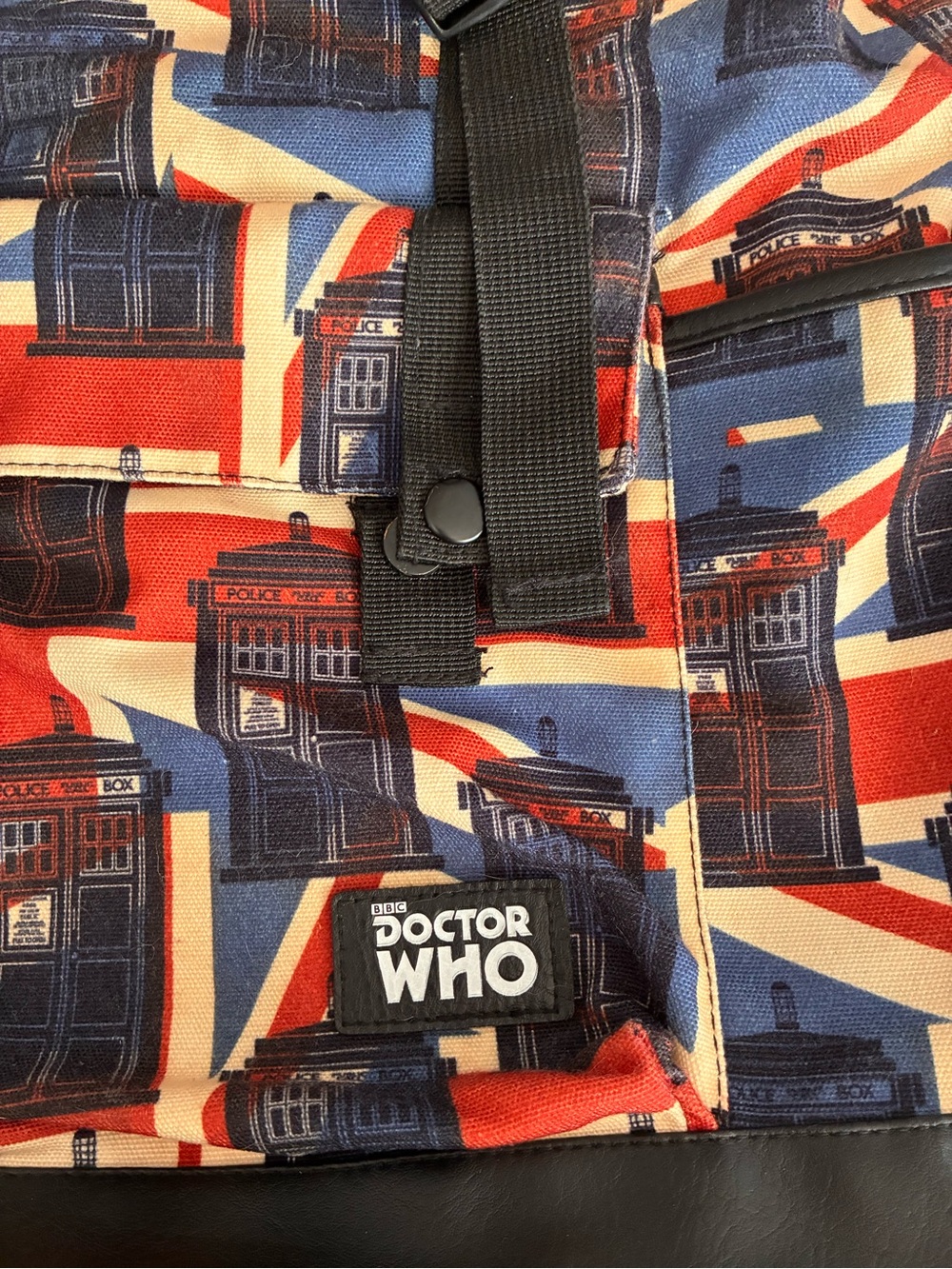 BBC Dr. Who Union Jack Pattern Drawstring Backpack - Picture 6 of 11
